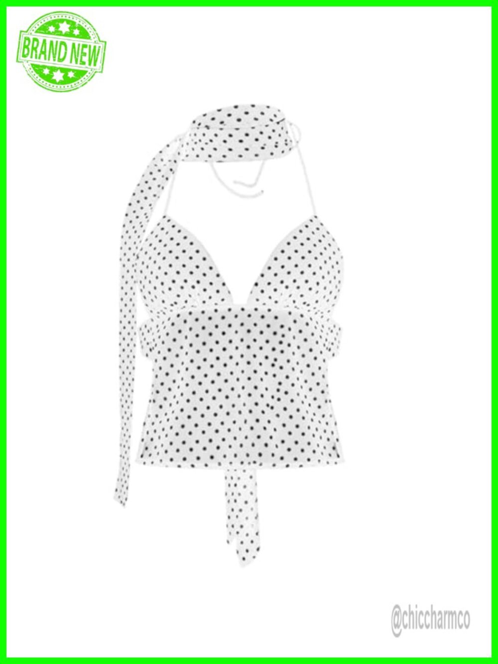 Y2K Polka Dot Lace Trim V Neck Spaghetti Strap Crop Cami Tank Top